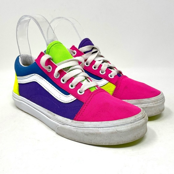Vans Old Skool Neon Pink Blue Green‎ Youth 3 - Picture 2 of 8